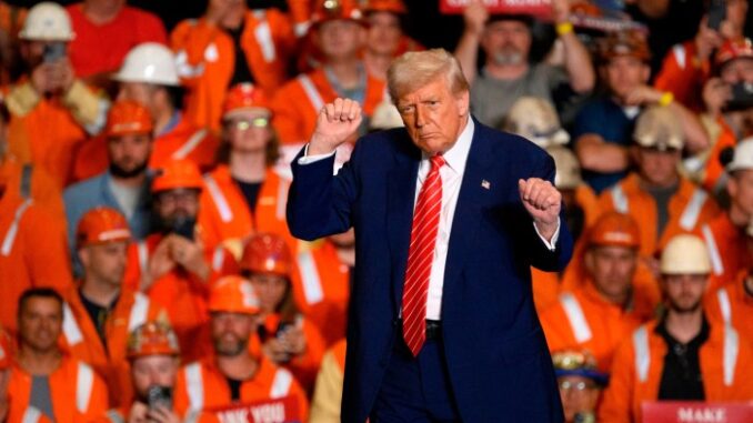 President Donald Trump speaks during a rally at the US Steel-Irvin Works in West Mifflin, Pennsylvania on May 30 2025