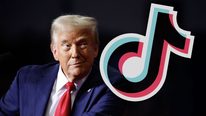 Trump and TikTok logo