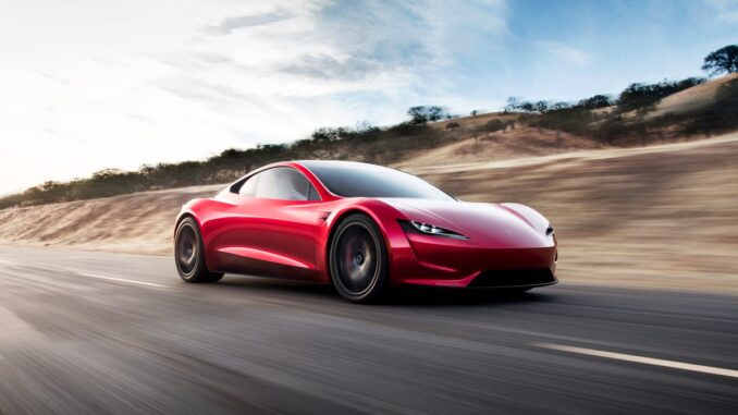 Red Tesla Roadster Hero